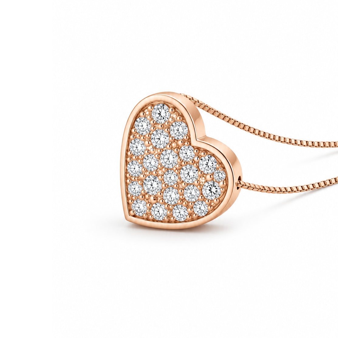 COLLANA CON CUORE IN ORO ROSA 18 CARATI E DIAMANTI
