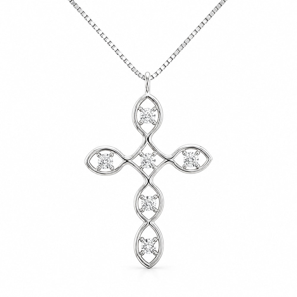 COLLANA CON CROCE UNISEX IN ORO BIANCO 18 CARATI E DIAMANTI