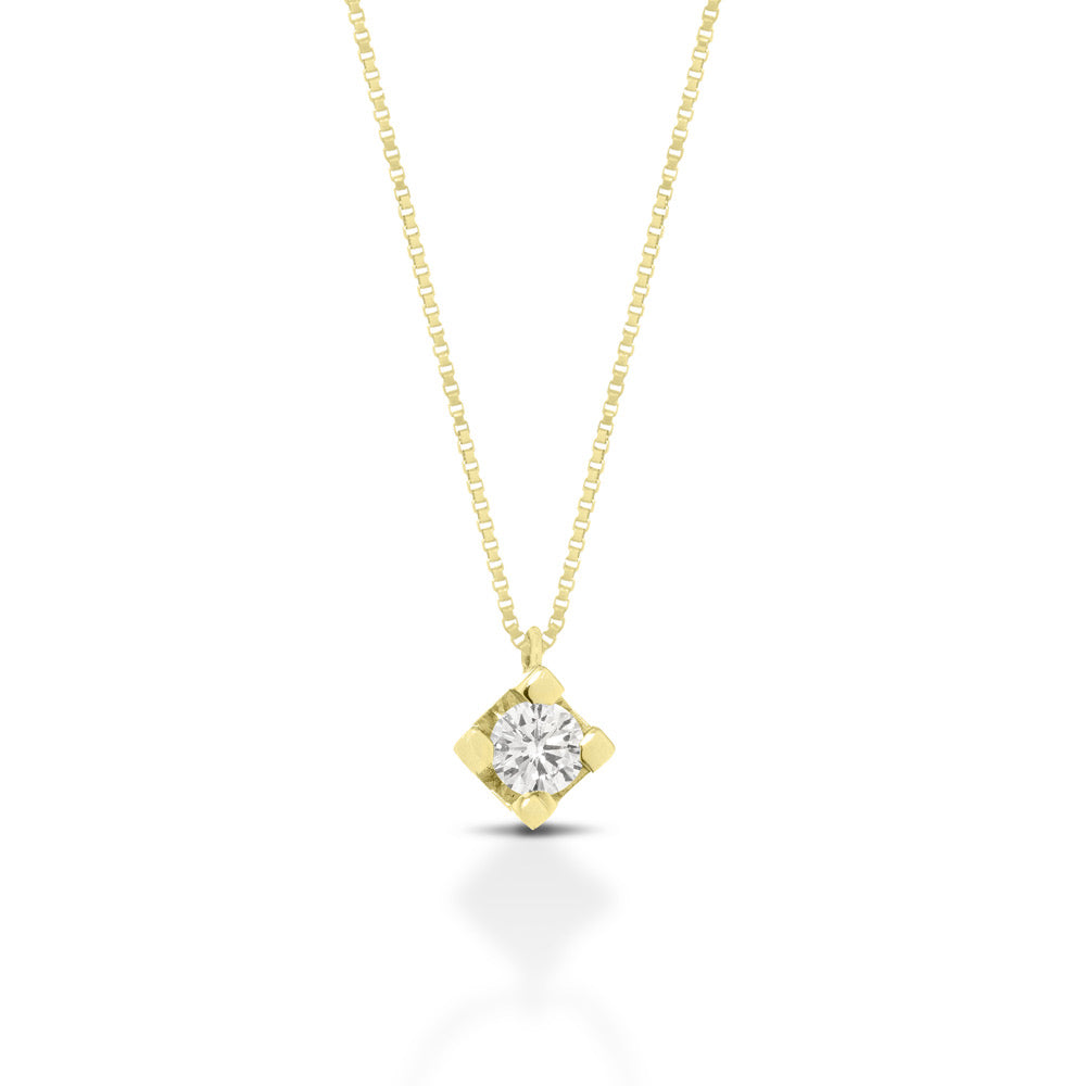 COLLANA PUNTO LUCE IN ORO GIALLO 18KT CON DIAMANTE TAGLIO BRILLANTE