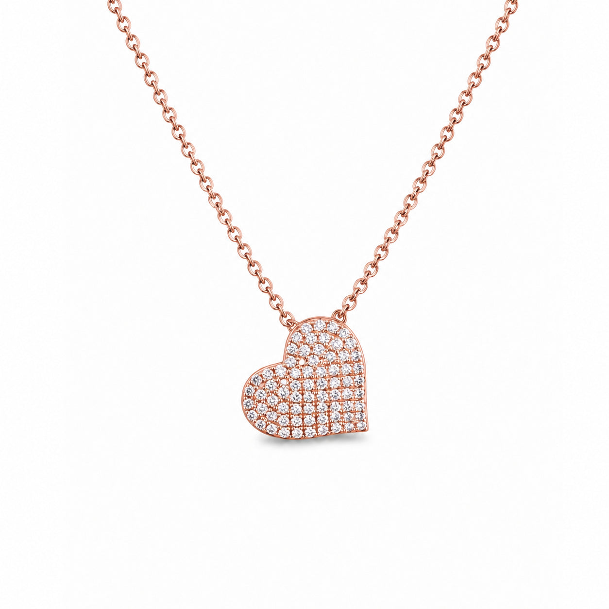 COLLANA CUORE CON ZIRCONI PAVÉ ROSÉ IN ARGENTO 925
