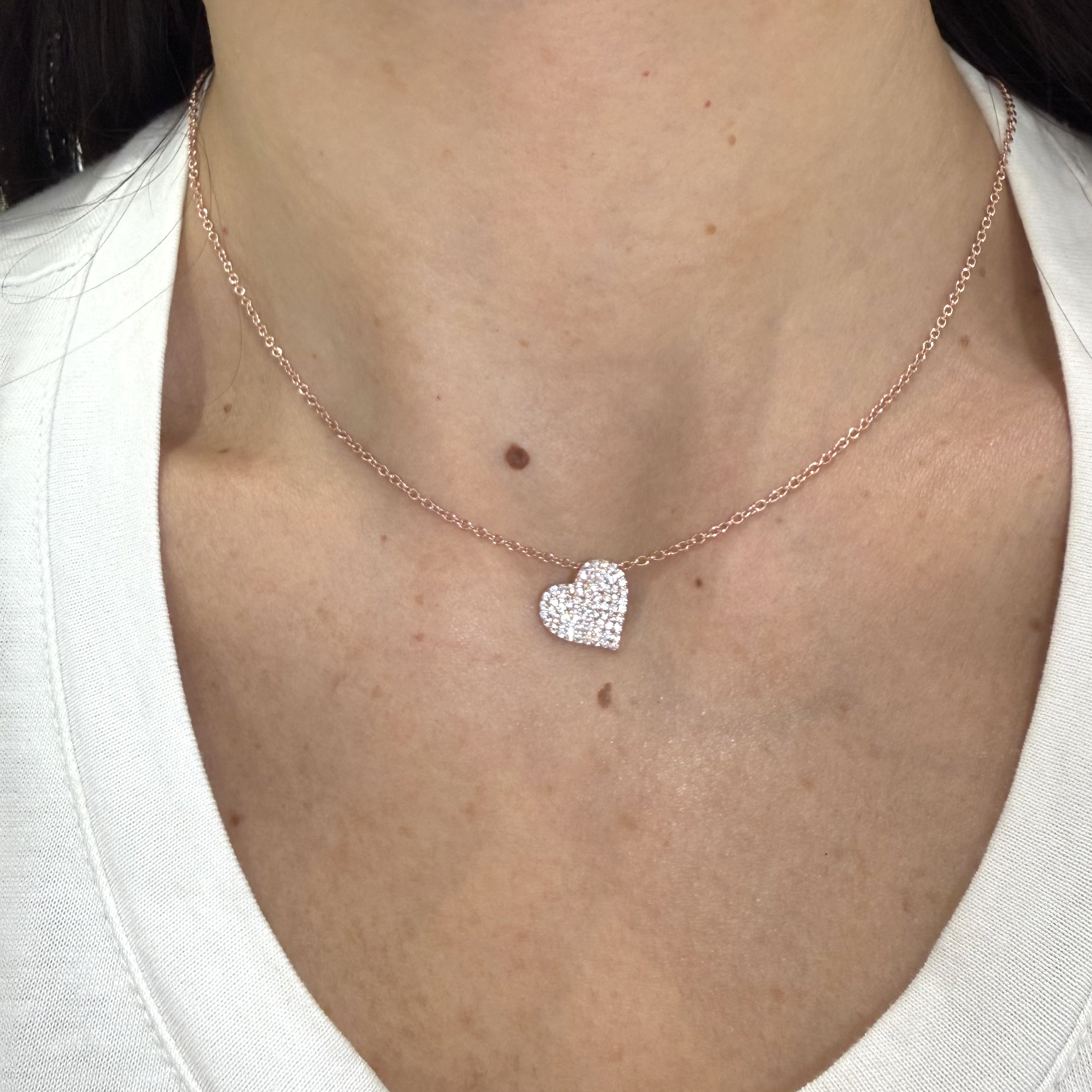 COLLANA CUORE CON ZIRCONI PAVÉ ROSÉ IN ARGENTO 925