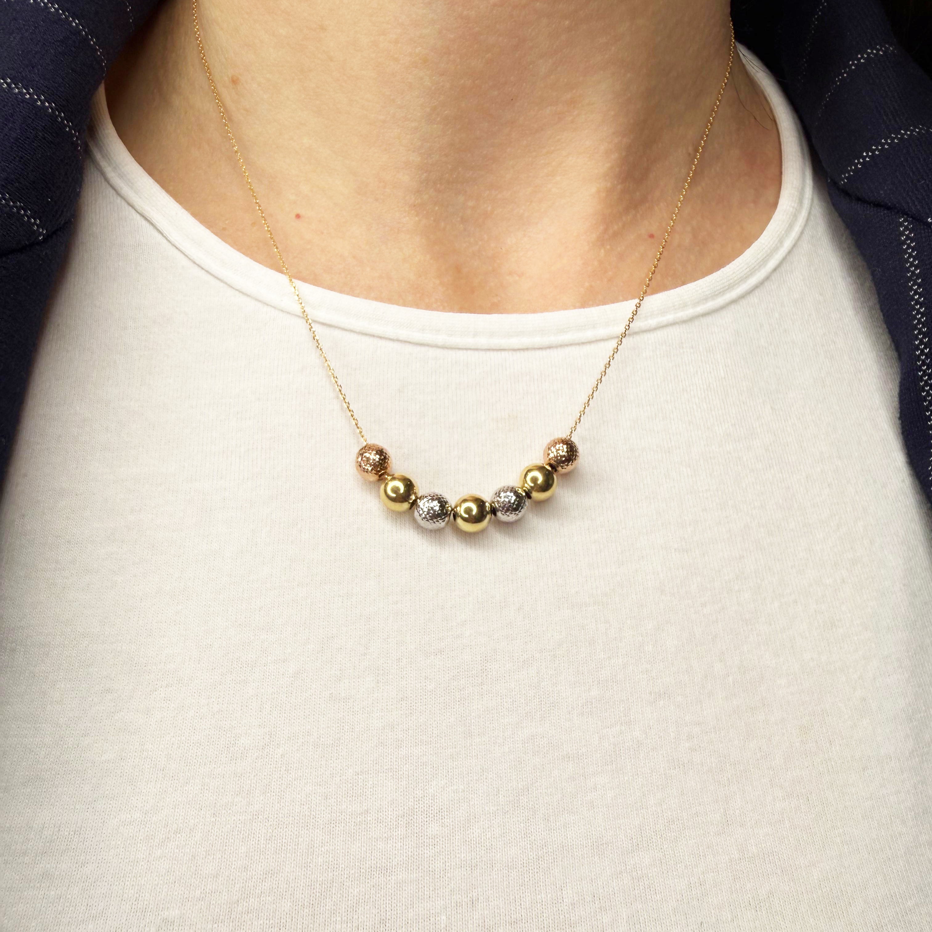 Collana con sfere in oro tricolore 18KT (750) – Made in Italy
