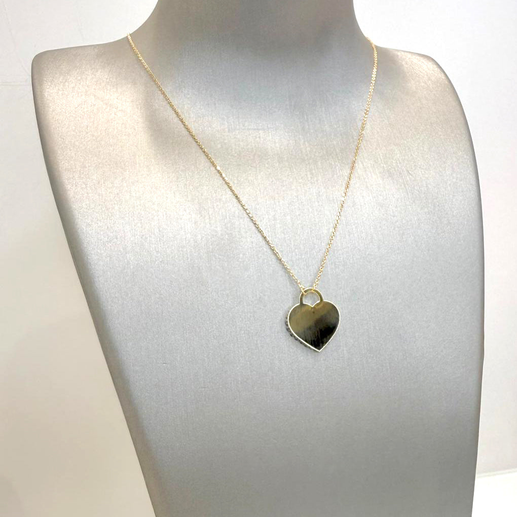 Collana con ciondolo cuore double face in oro giallo 18KT (750) con zirconi