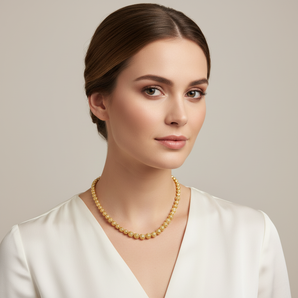 Collana boule diamantata in oro giallo 18 KT (750)