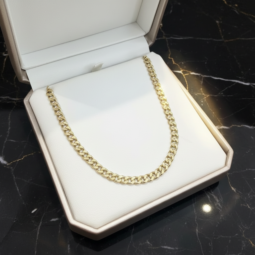 COLLANA GRUMETTA LUCIDA E SATINATA IN ORO GIALLO 18KT (750)