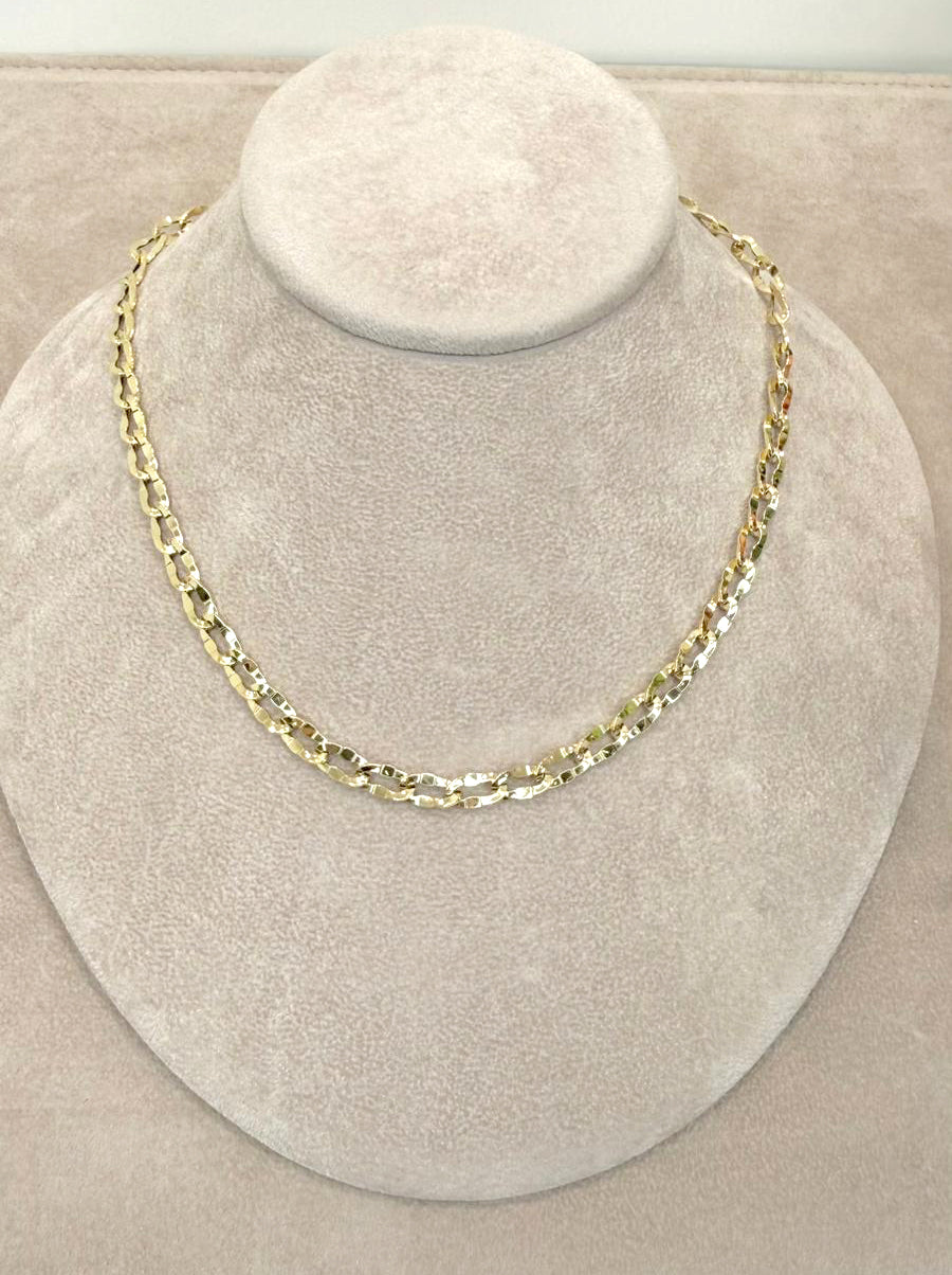 Collana con Maglie Geometriche Sfaccettate in Oro Giallo 18 KT