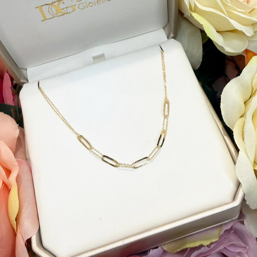 Collana in Oro Giallo 18 KT con Elementi Geometrici