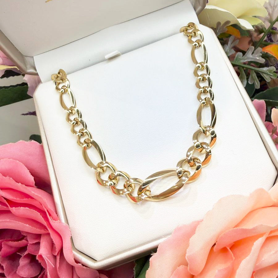 Collana a Maglie Alternate in Oro Giallo 18 KT