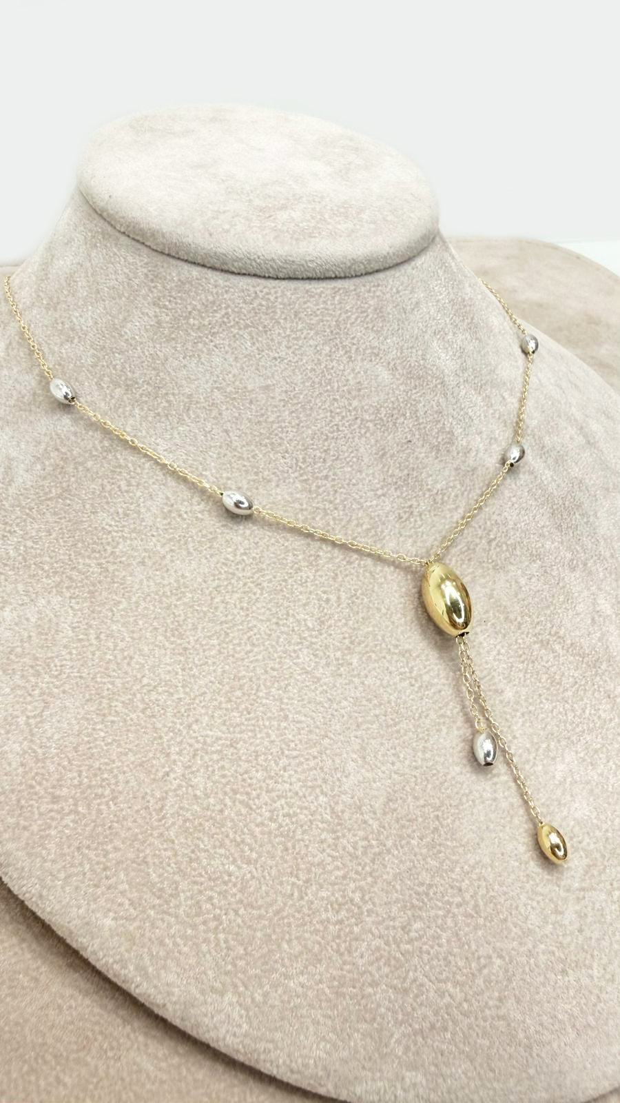 Collana Pendolo con Sfere Bicolore in Oro 18 KT