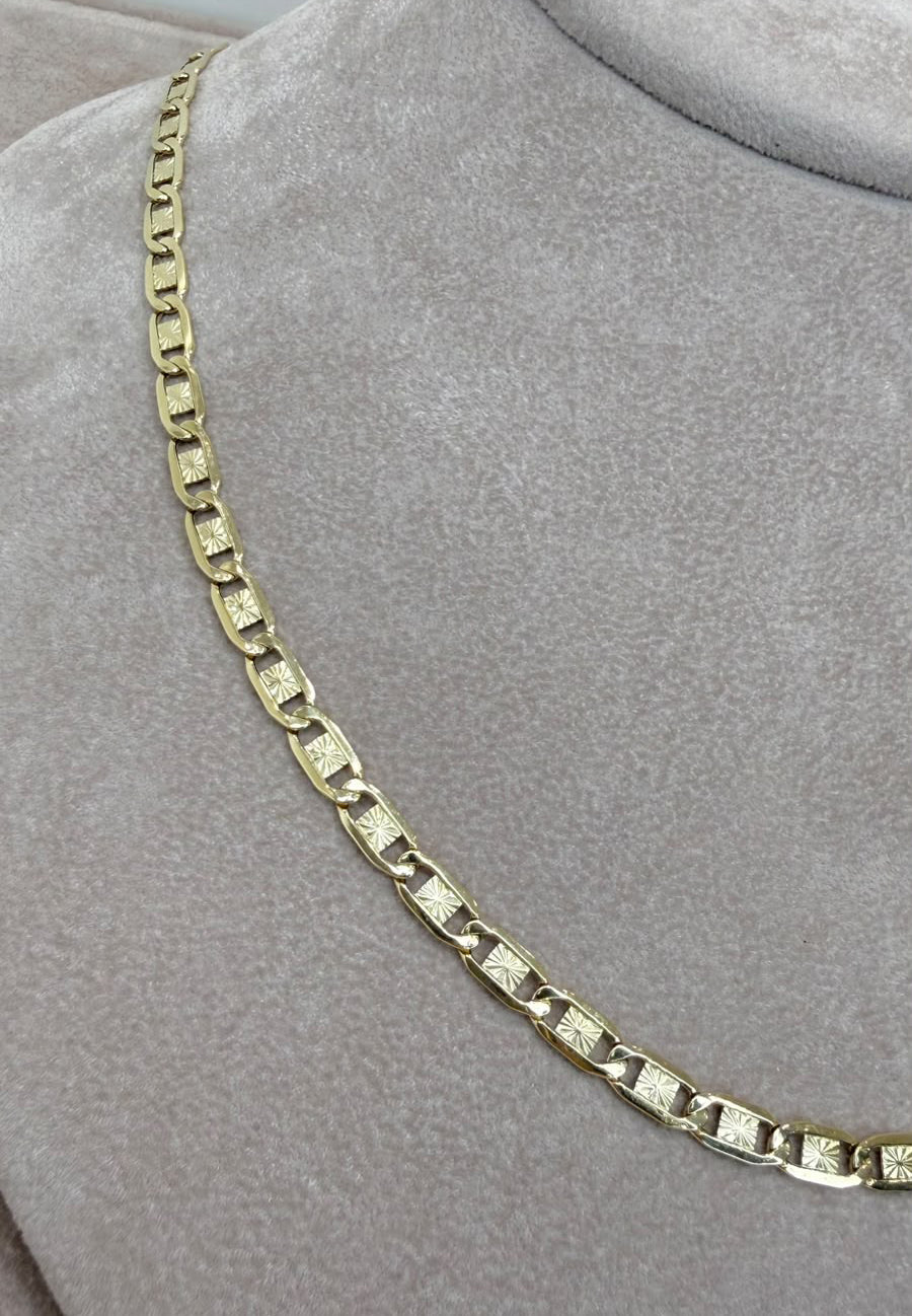 COLLANA UOMO A MAGLIA RETTANGOLARE LAVORATA IN ORO GIALLO 18 KT (750)