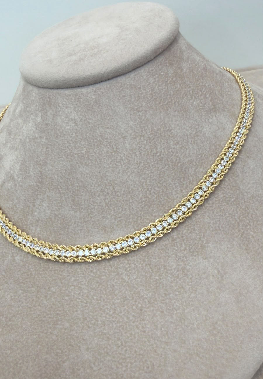 COLLANA TENNIS CON LAVORAZIONE INTRECCIATA IN ORO GIALLO 18 KT (750)