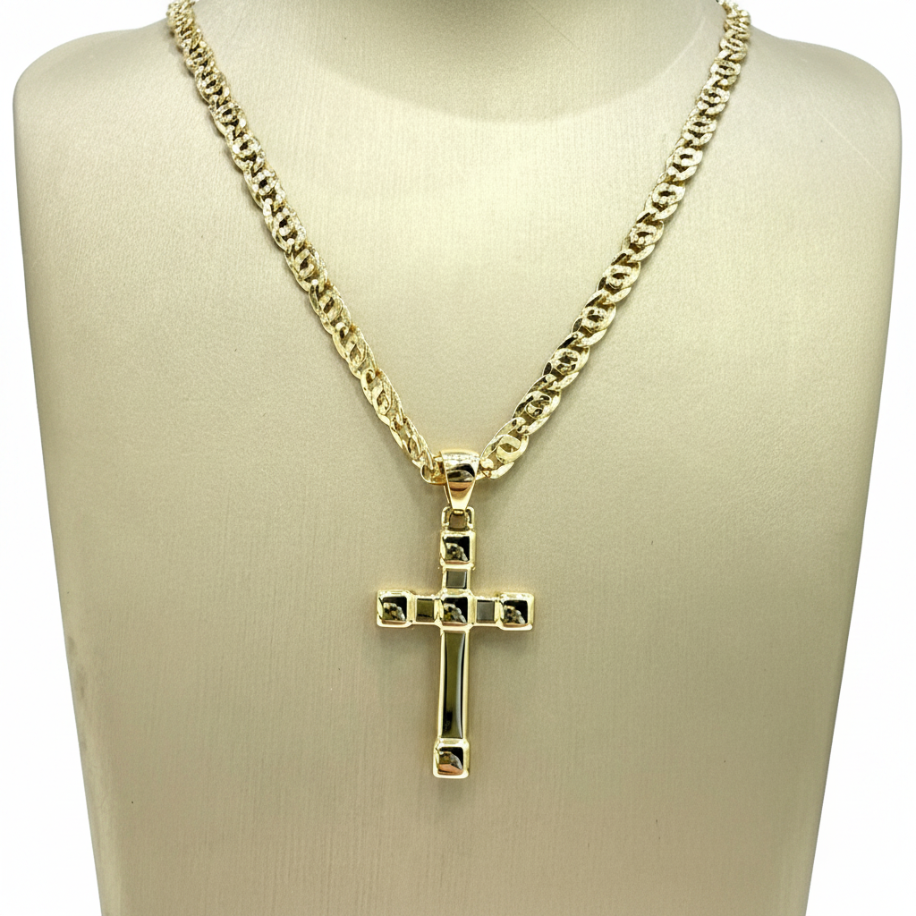 Collana con Croce in Oro Giallo 18 KT