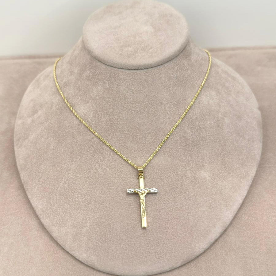 Collana da Uomo con Crocifisso Bicolore in Oro 18 KT