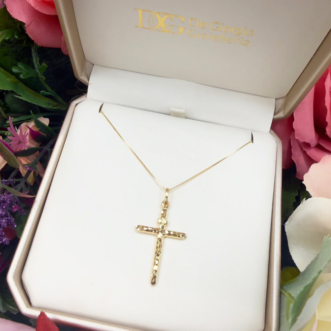 Collana Uomo con Croce Diamantata in Oro Giallo 18 KT (750)