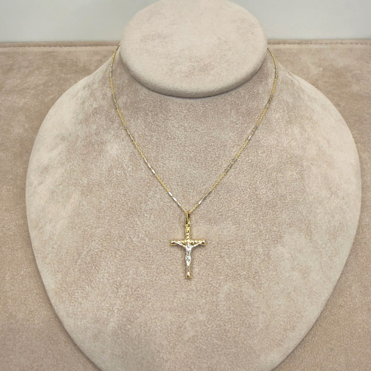 Collana Uomo con Crocifisso Bicolore in Oro 18 KT (750)