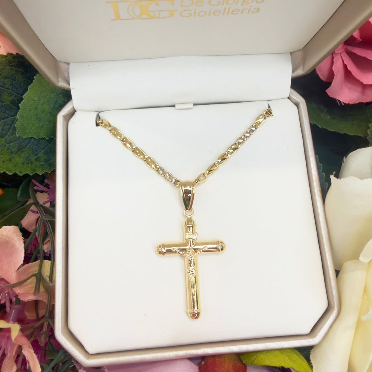 COLLANA UOMO CON CROCIFISSO IN ORO GIALLO 18 KT (750)