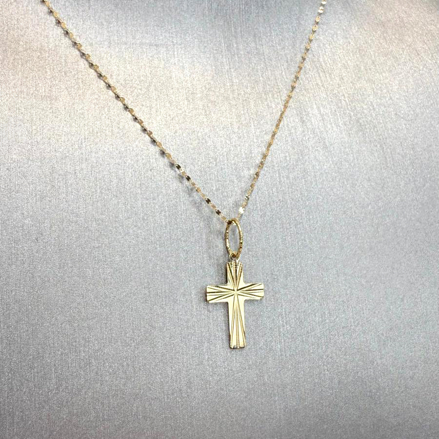 Croce con finitura sfaccettata in oro giallo 18 KT (750)