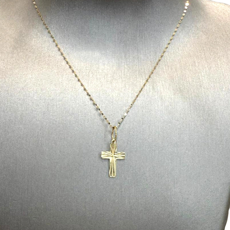 Croce con finitura sfaccettata in oro giallo 18 KT (750)