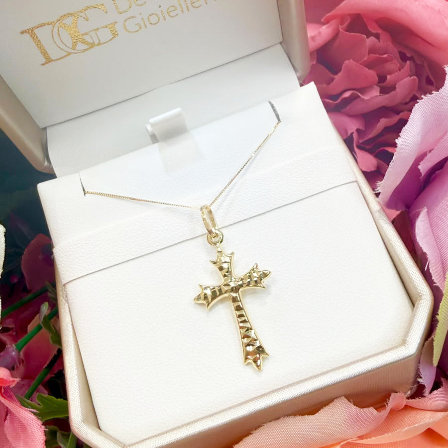 Croce sfaccettata in oro giallo 18 KT (750)
