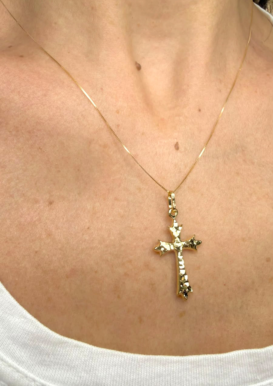 Croce sfaccettata in oro giallo 18 KT (750)