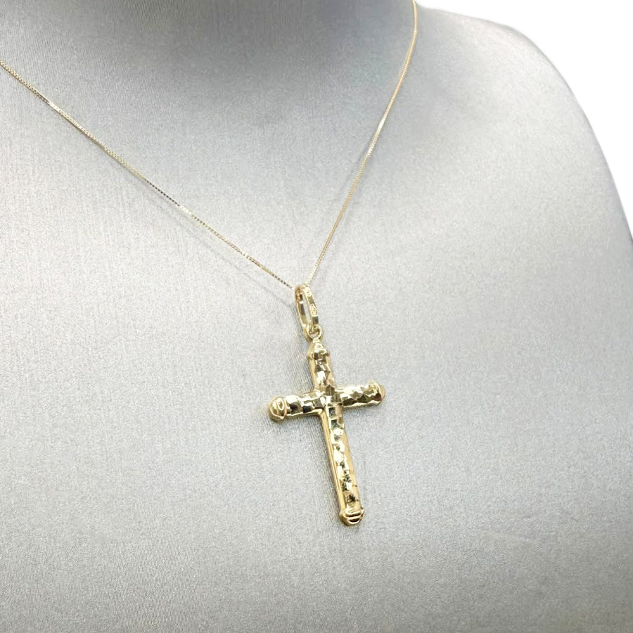 Croce sfaccettata in oro giallo 18 KT (750)