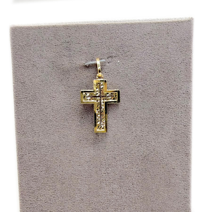 Ciondolo Croce lavorata in oro giallo 18 KT (750)