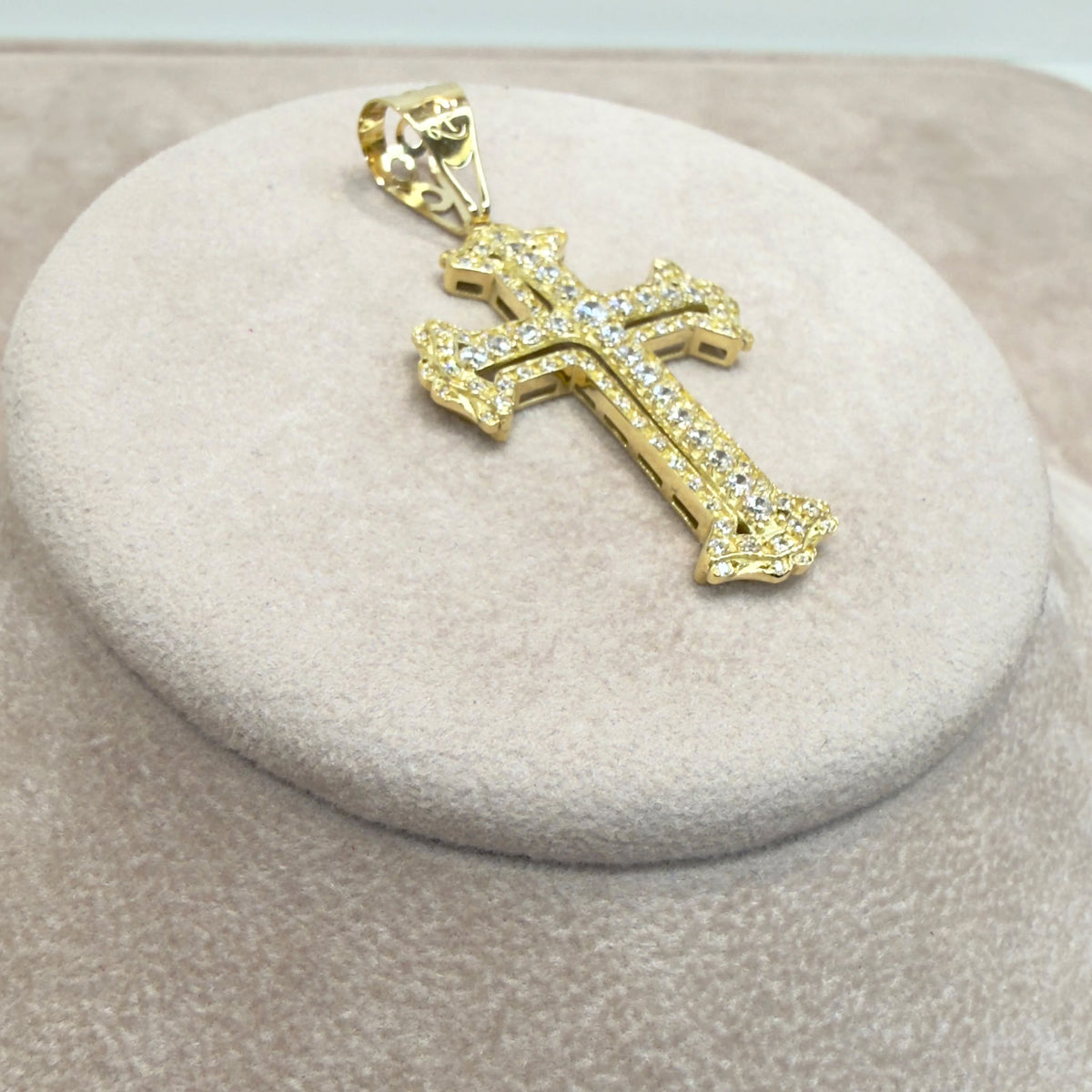 PENDENTE CROCE UOMO IN ORO GIALLO 18 KT (750) CON ZIRCONI