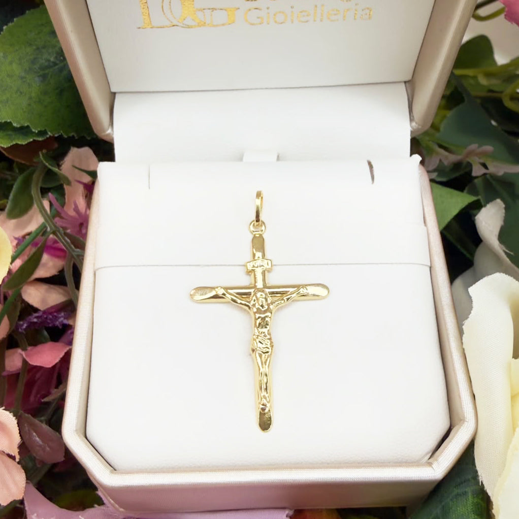CROCE IN ORO GIALLO 18 KT (750) CON CRISTO