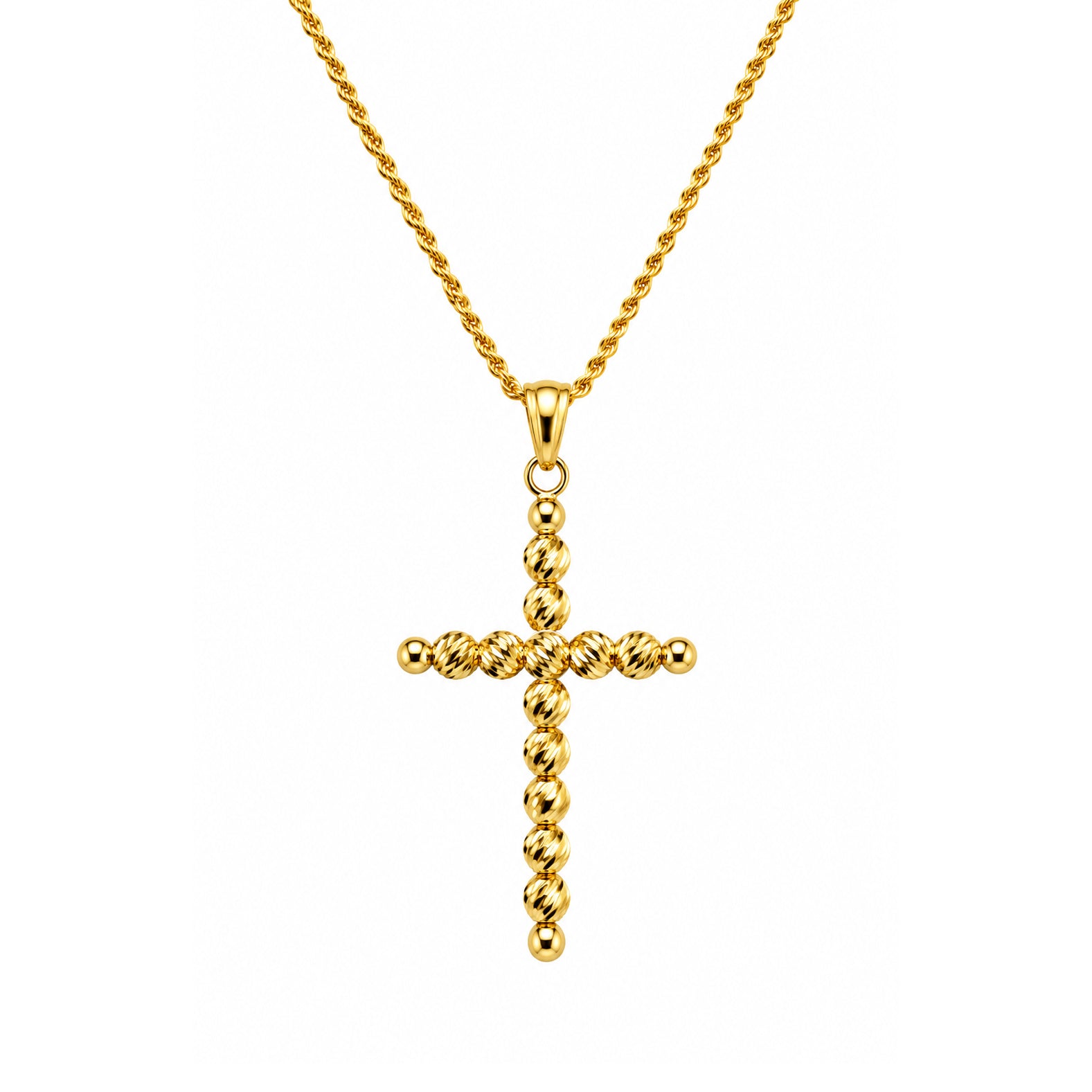 COLLANA UNISEX CON PENDENTE CROCE IN ARGENTO 925 DORATO
