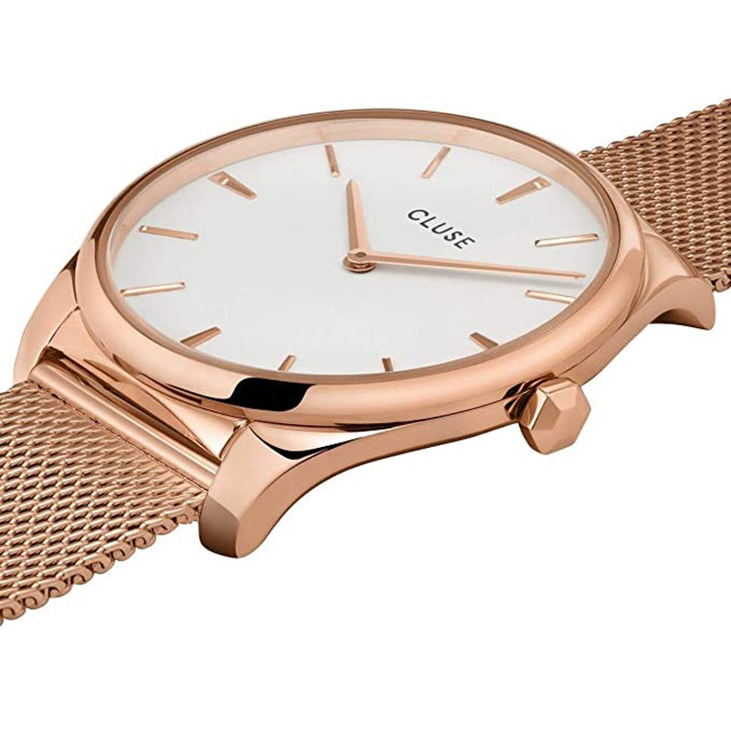 OROLOGIO CLUSE FEROCE MESH BIANCO - ORO ROSA |36MM|