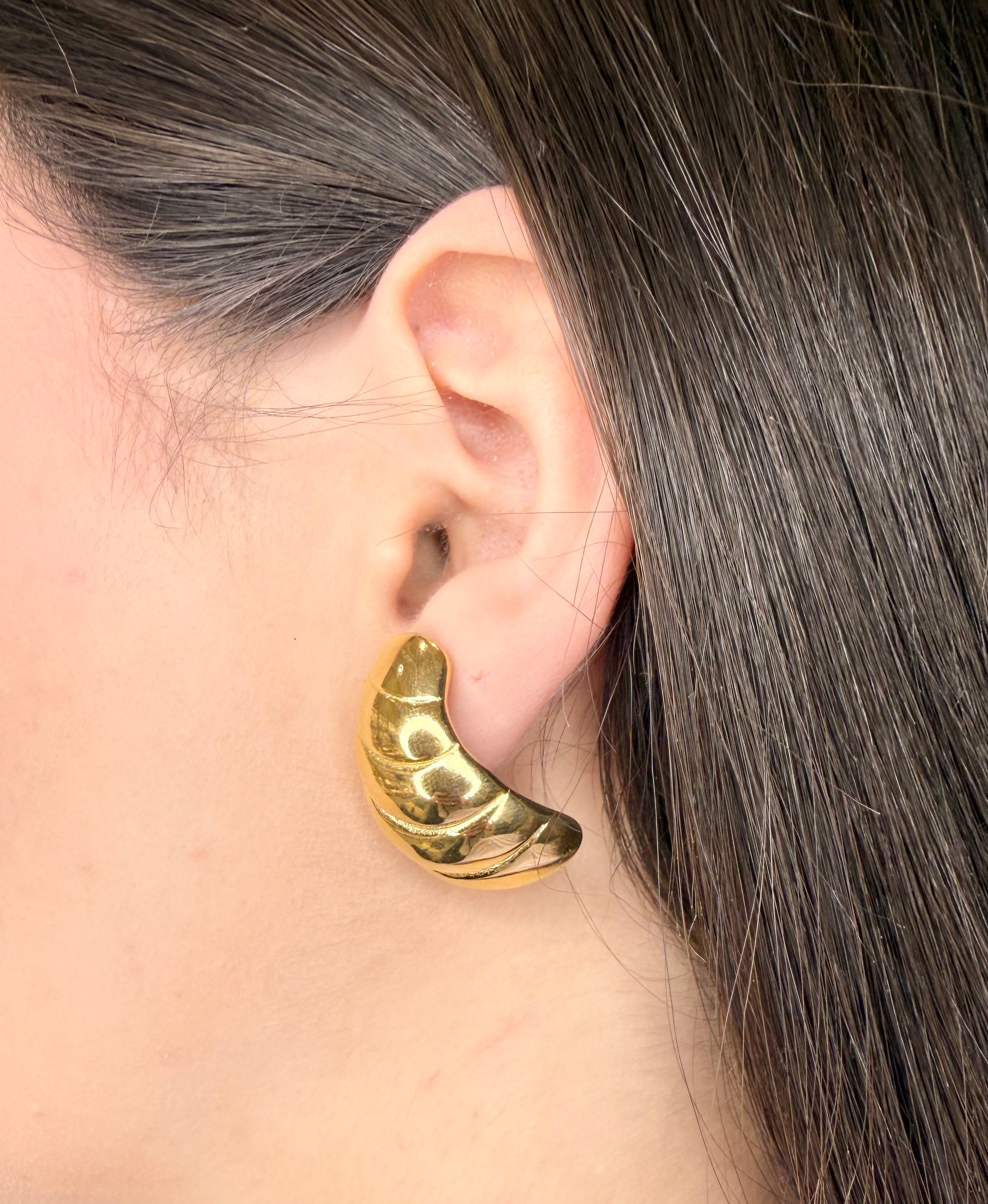 ORECCHINI CONCHIGLIA BOMBATA IN ARGENTO 925 DORATO