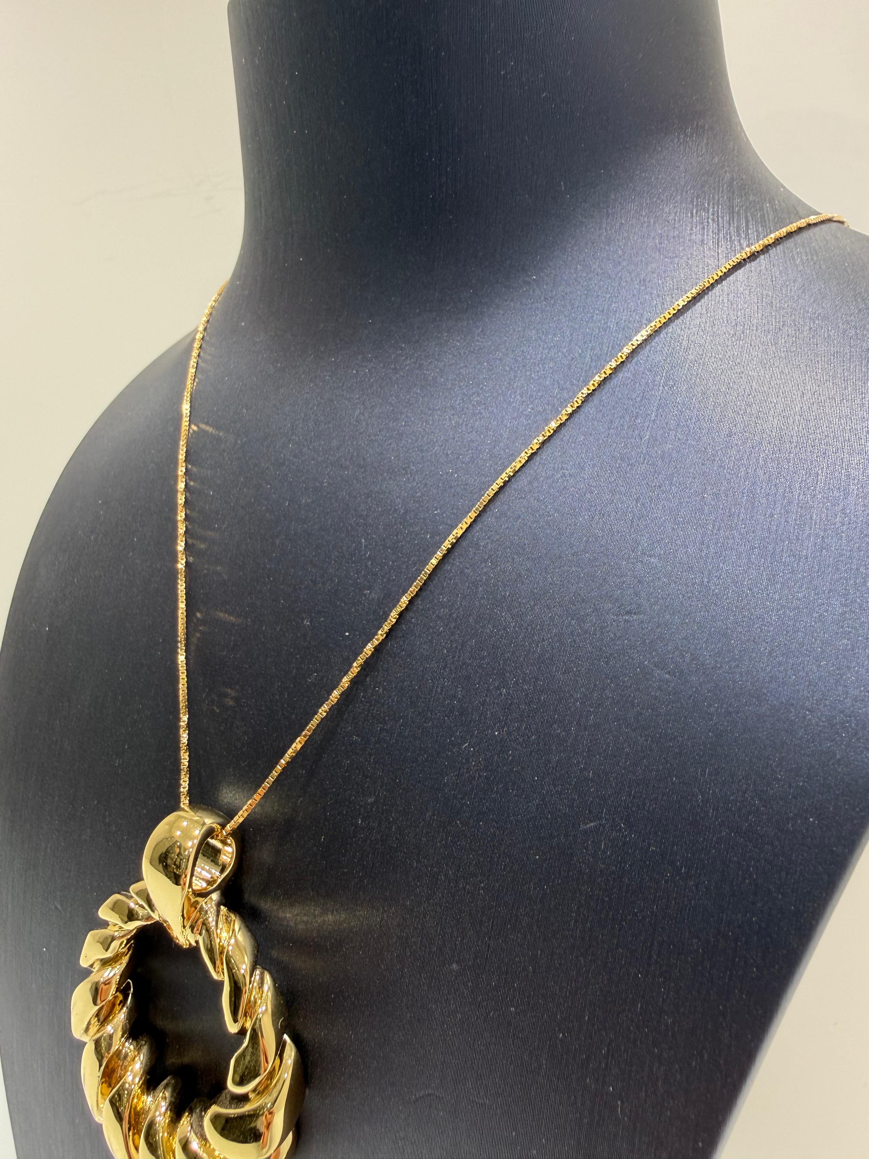 Pendente in Oro Giallo 18KT (750) Intrecciato a Cerchio – Made in Italy