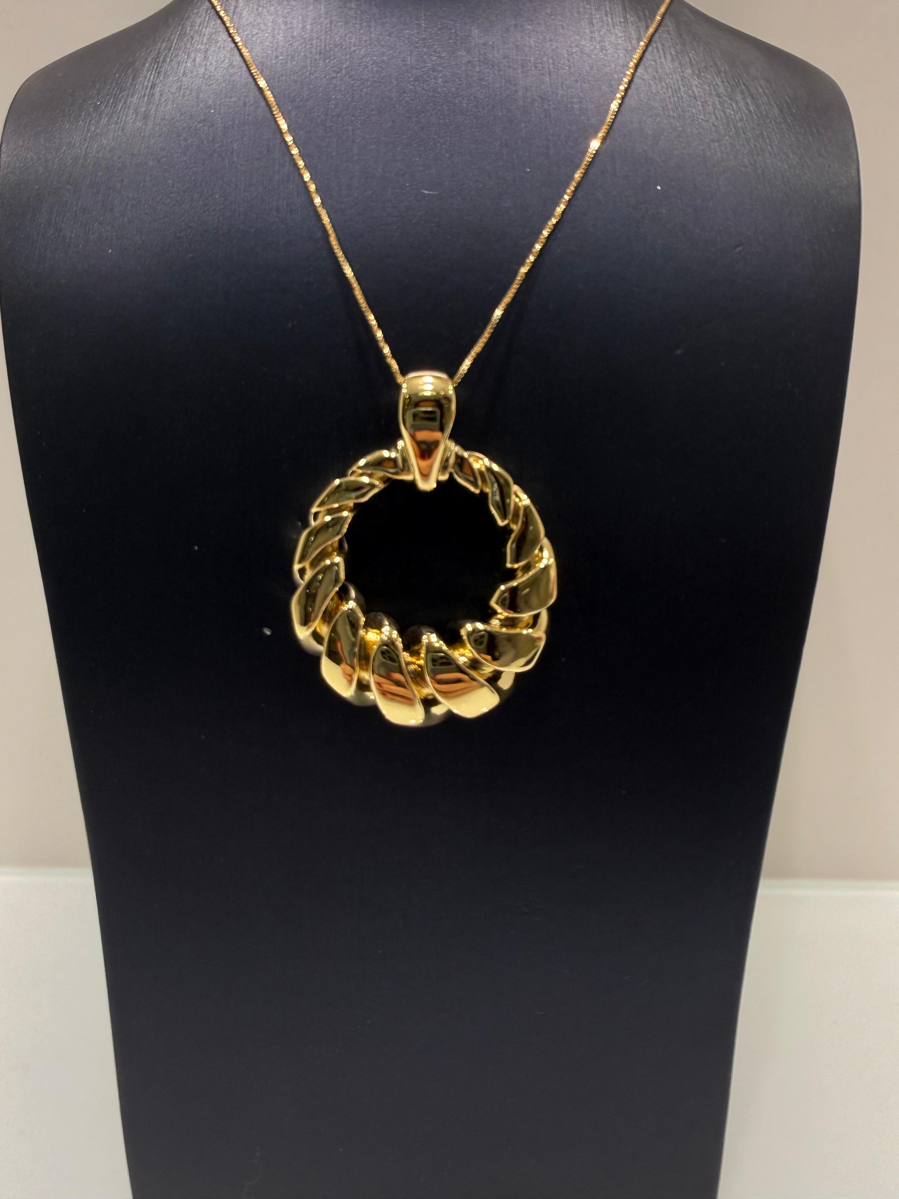 Pendente in Oro Giallo 18KT (750) Intrecciato a Cerchio – Made in Italy