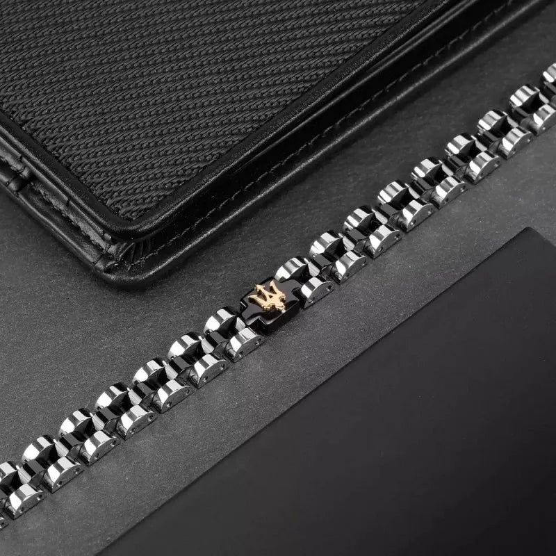 BRACCIALE UOMO MASERATI SILVER E BLACK