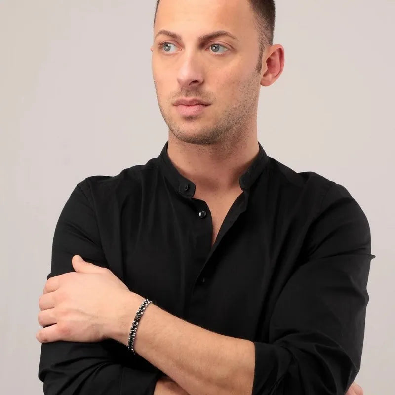 BRACCIALE UOMO MASERATI SILVER E BLACK