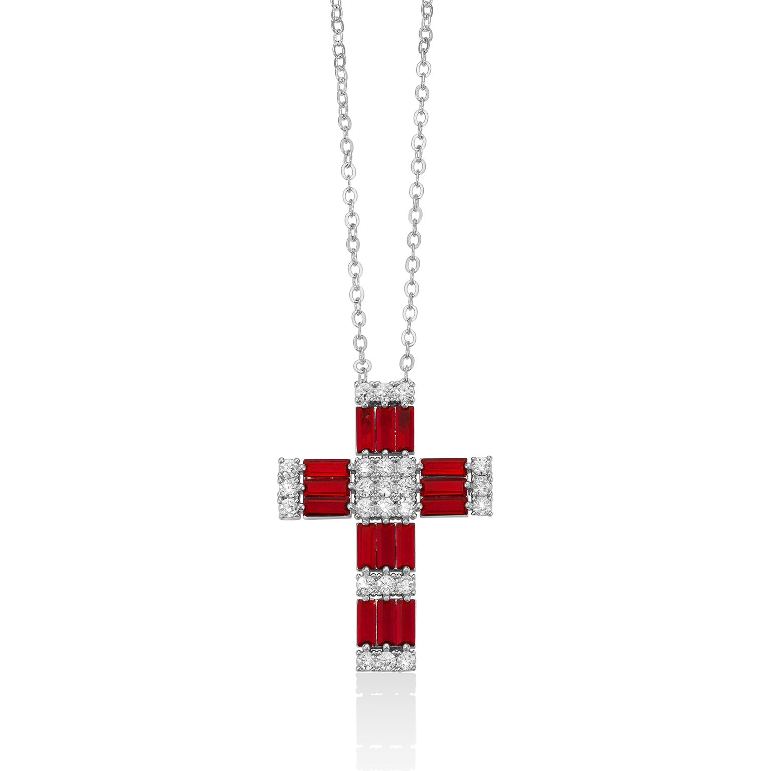 COLLANA KIARA CROCE PIETRE ROSSE