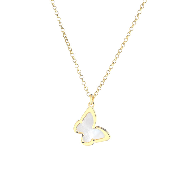 COLLANA FARFALLA IN ARGENTO GOLD E MADREPERLA