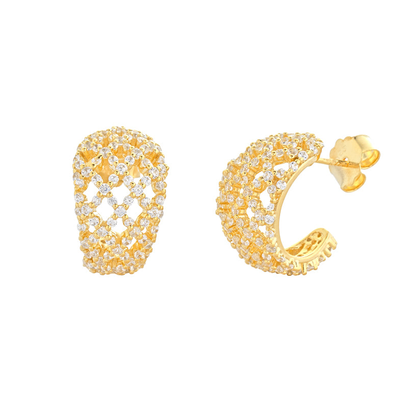 ORECCHINI SEMICERCHIO IN ARGENTO 925 GOLD E ZIRCONI