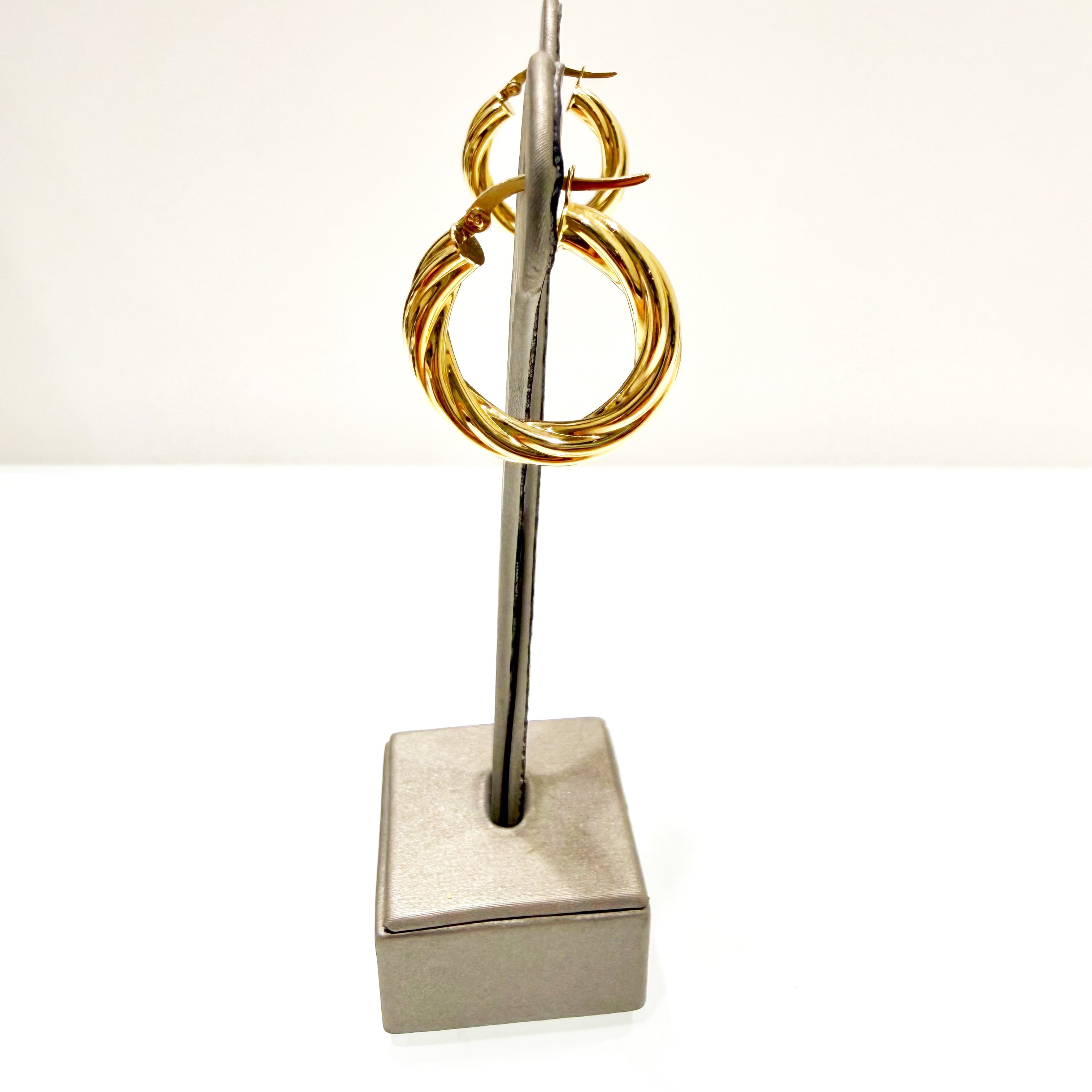 Orecchini a cerchio torchon in oro giallo 18KT (750) – Made in Italy