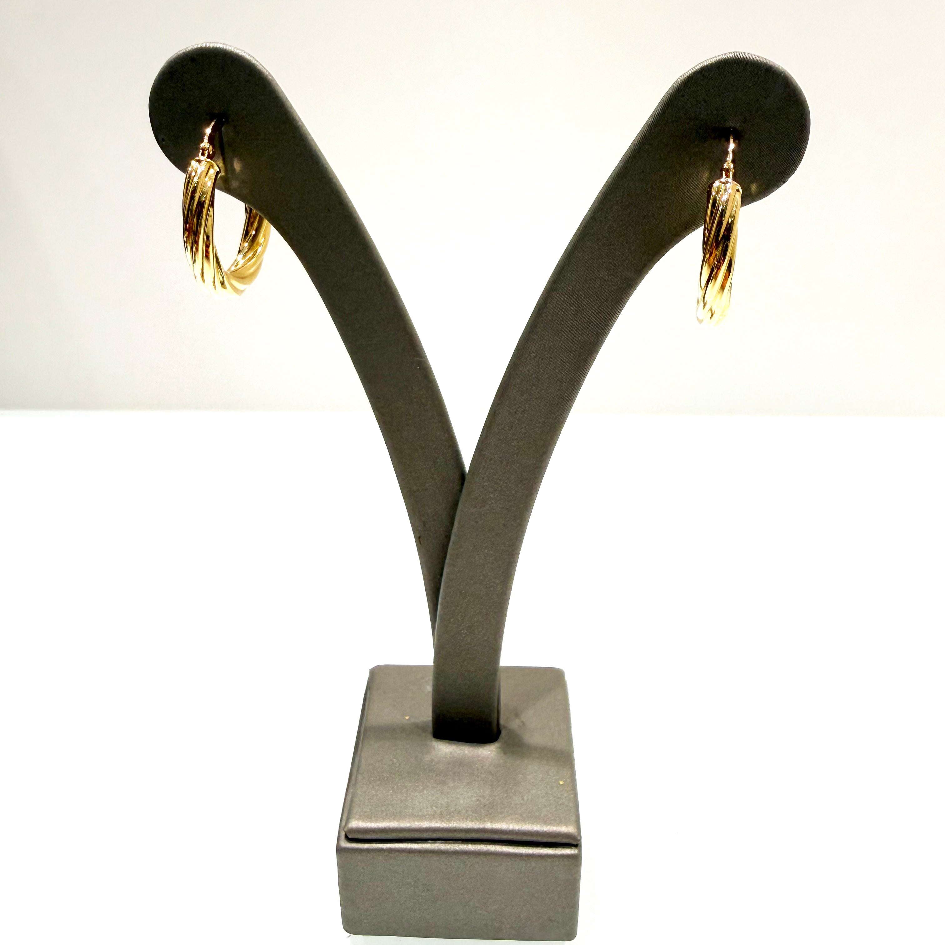 Orecchini a cerchio torchon in oro giallo 18KT (750) – Made in Italy