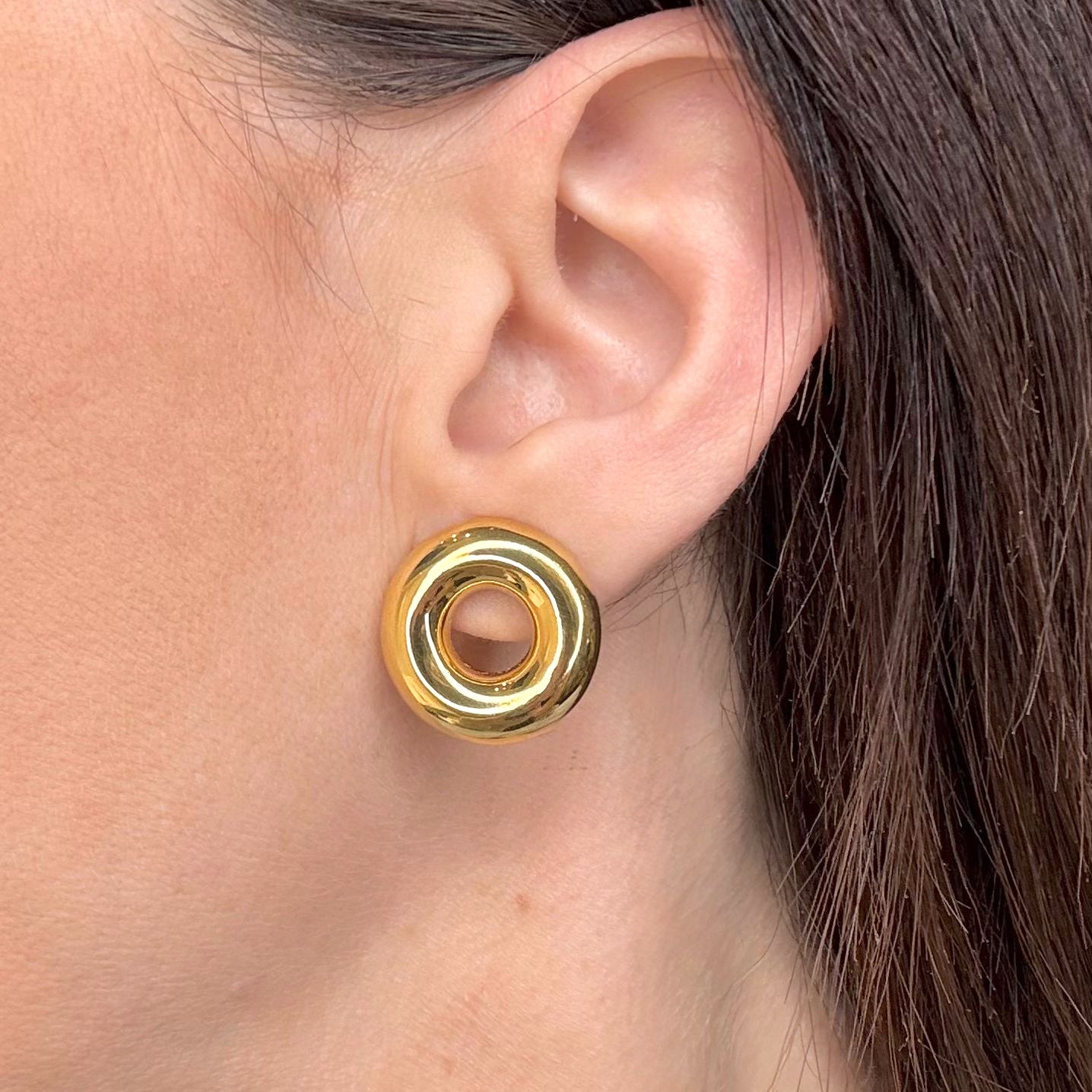 Orecchini a lobo cerchio concentrico in oro giallo 18KT (750)