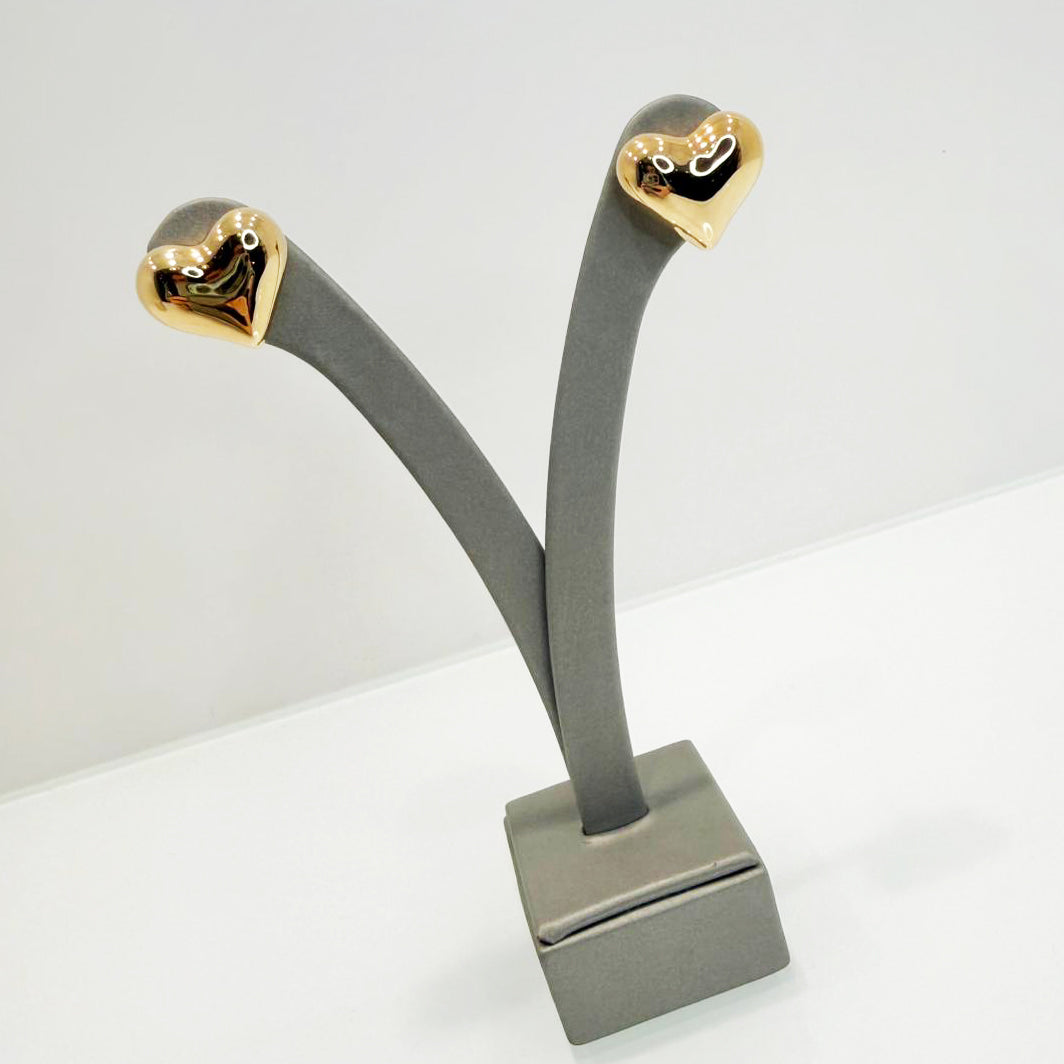 Orecchini a lobo cuore bombato in oro giallo 18KT (750)