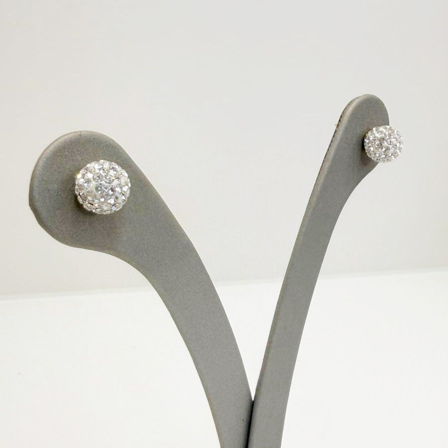Orecchini punto luce boule con zirconi in oro bianco 18 KT (750)