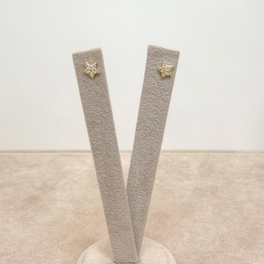 ORECCHINI STELLA CON ZIRCONI BIANCHI IN ORO 18 KT