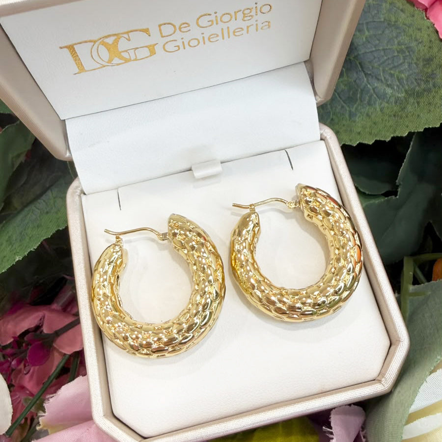 ORECCHINI A CERCHIO IN ORO GIALLO 18 KT (750) LAVORATI