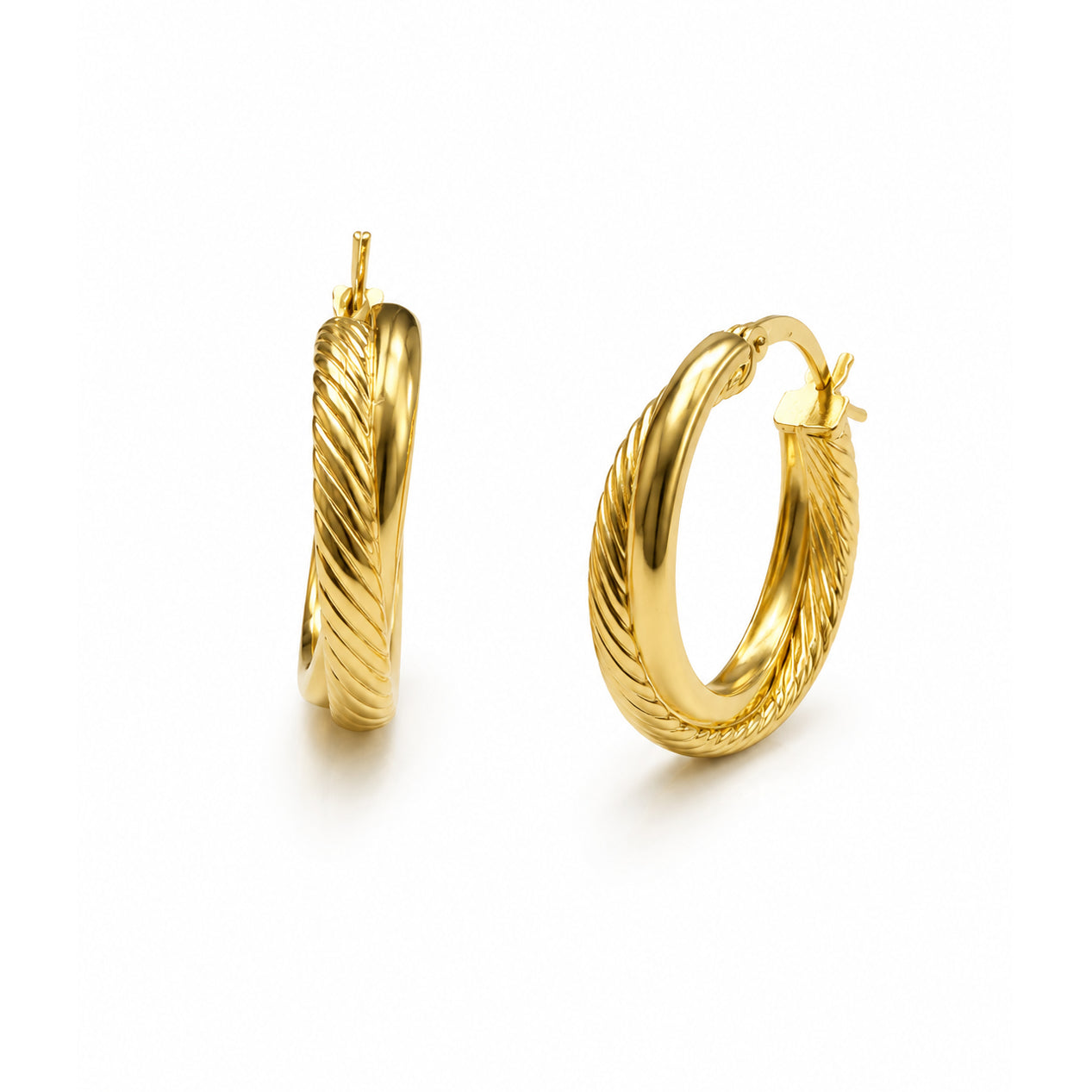 ORECCHINI CERCHIO INCISO IN ARGENTO 925 DORATO