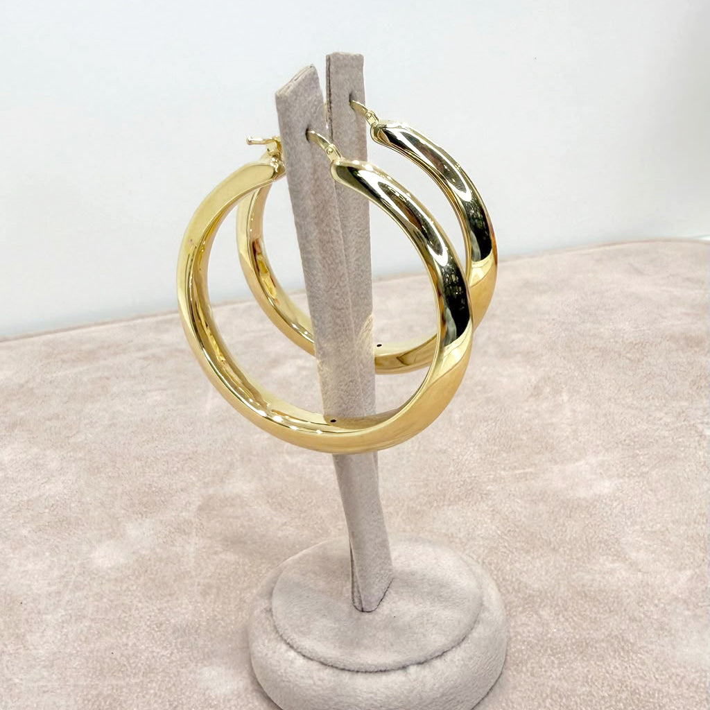 ORECCHINI A CERCHIO BOMBATO LISCIO IN ORO GIALLO 18 KT (750)