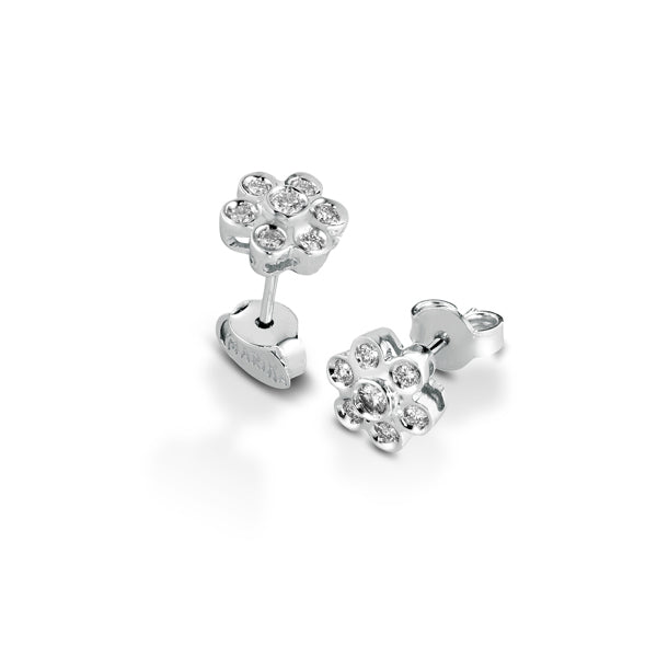 ORECCHINI FIORE IN ORO BIANCO 18 CARATI E DIAMANTI