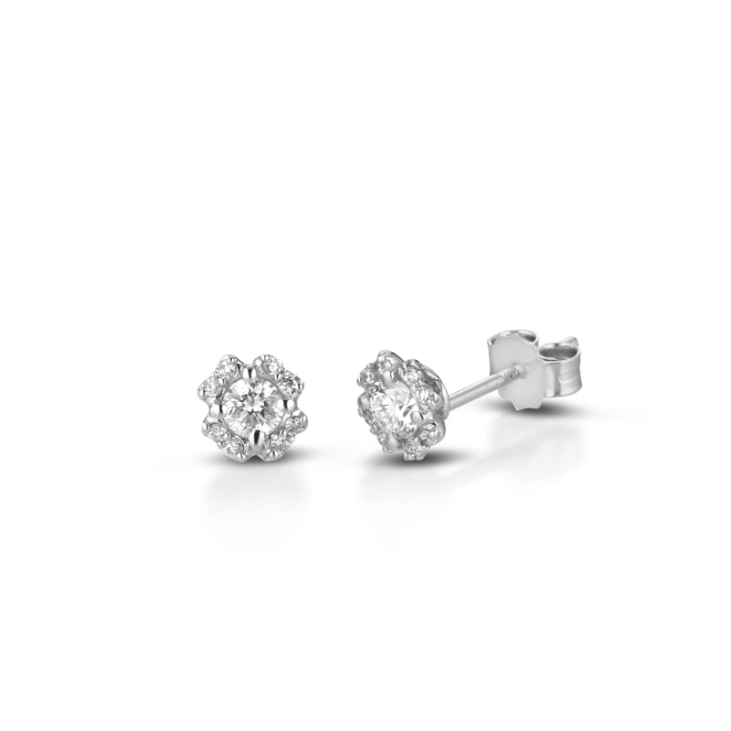 ORECCHINI PUNTO LUCE IN ORO BIANCO 18 CARATI E DIAMANTI