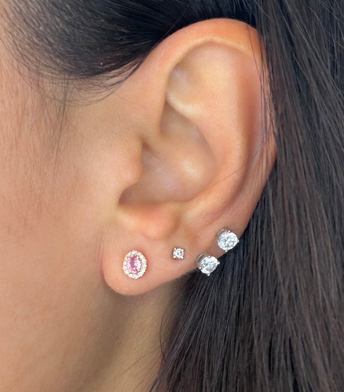 ORECCHINI IN ORO ROSA 18KT CON DIAMANTI E ZAFFIRI ROSA